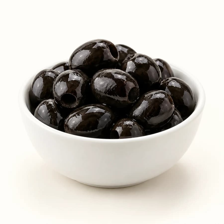 AI illustrative studio photograph of black olives