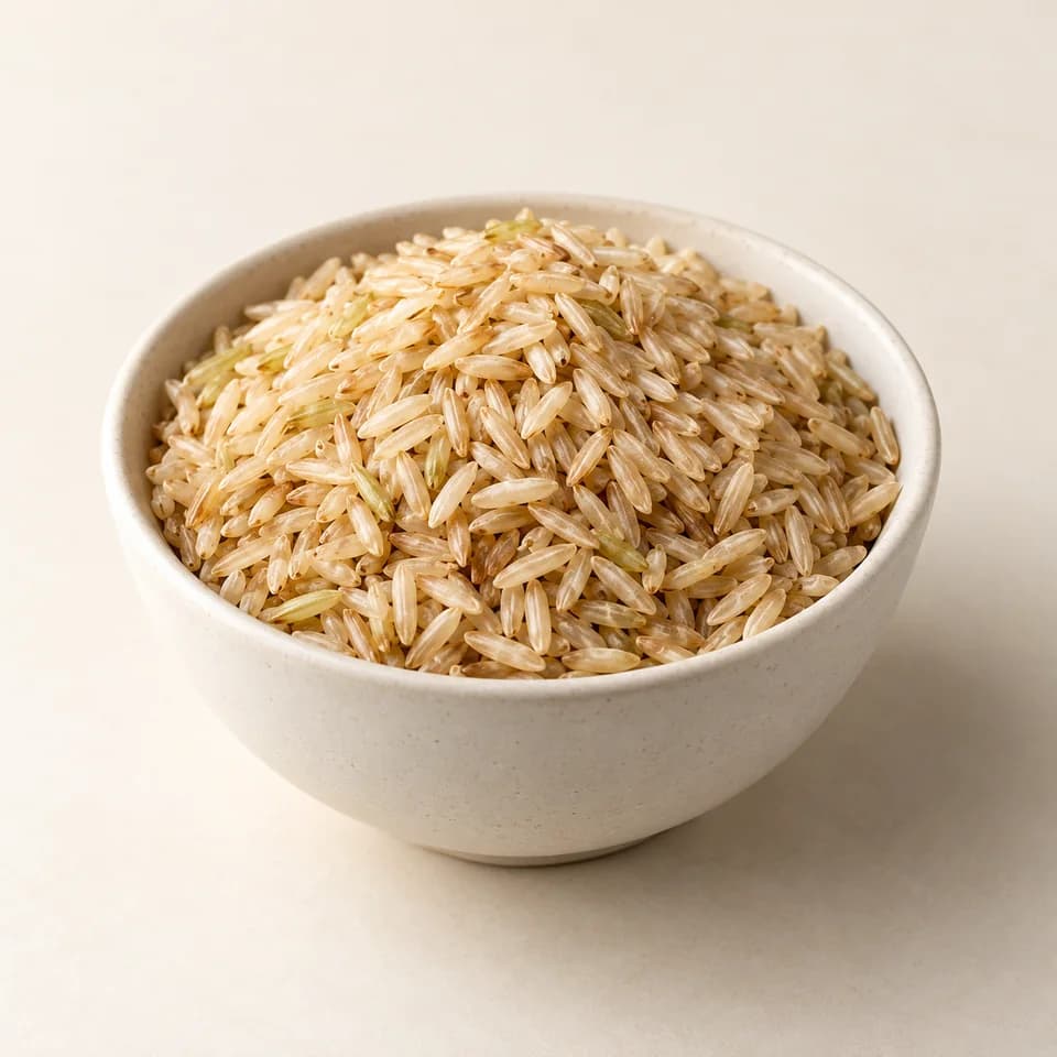 AI illustrative studio photograph of brown rice