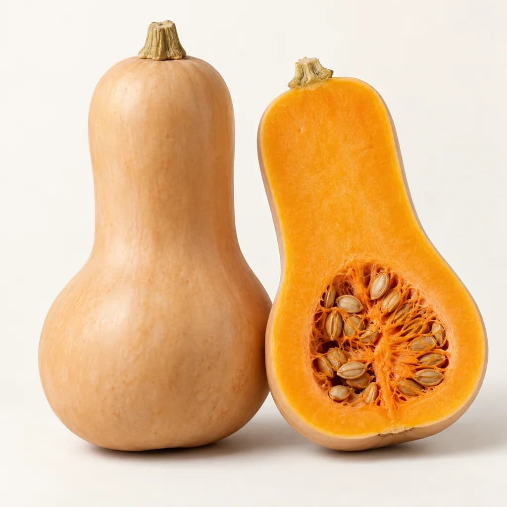 Butternut pumpkin, illustrative AI-generated product photograph