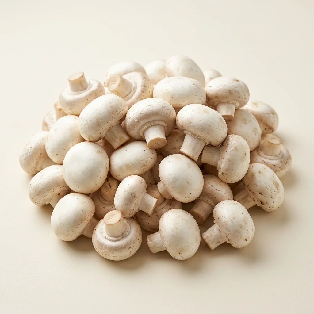 Button mushrooms, illustrative AI-generated product photograph