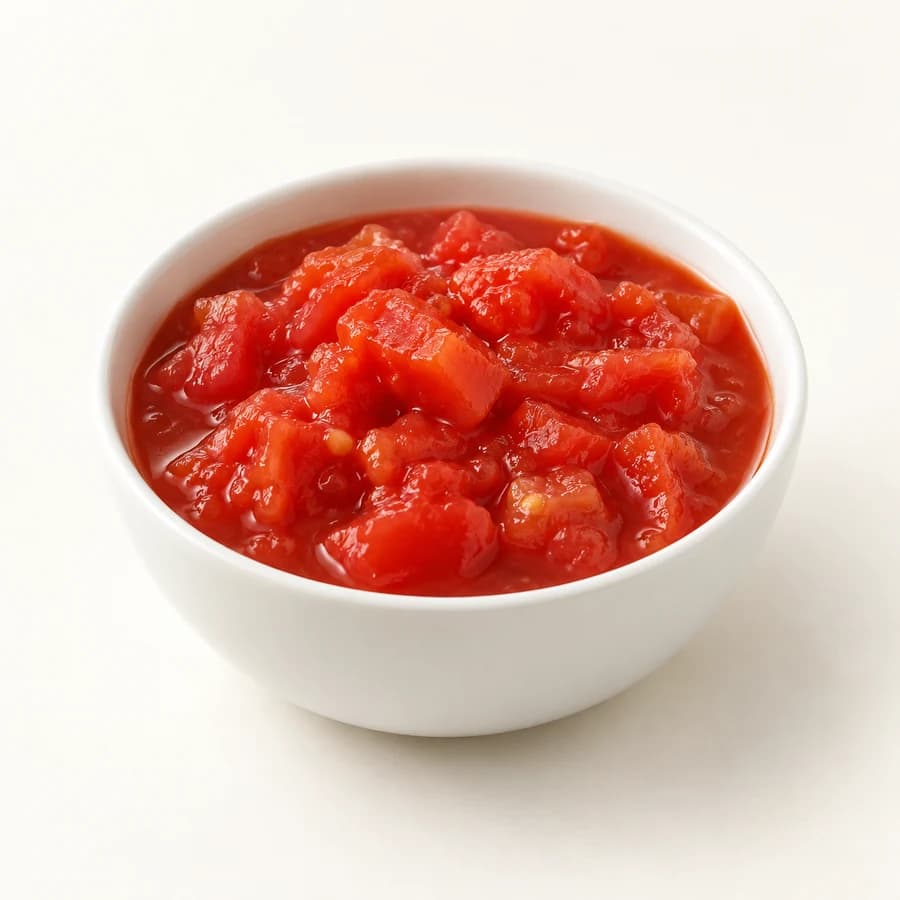 AI illustrative studio photograph of canned tomatoes