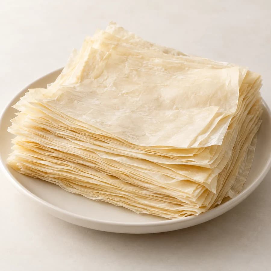 AI illustrative studio photograph of fillo pastry