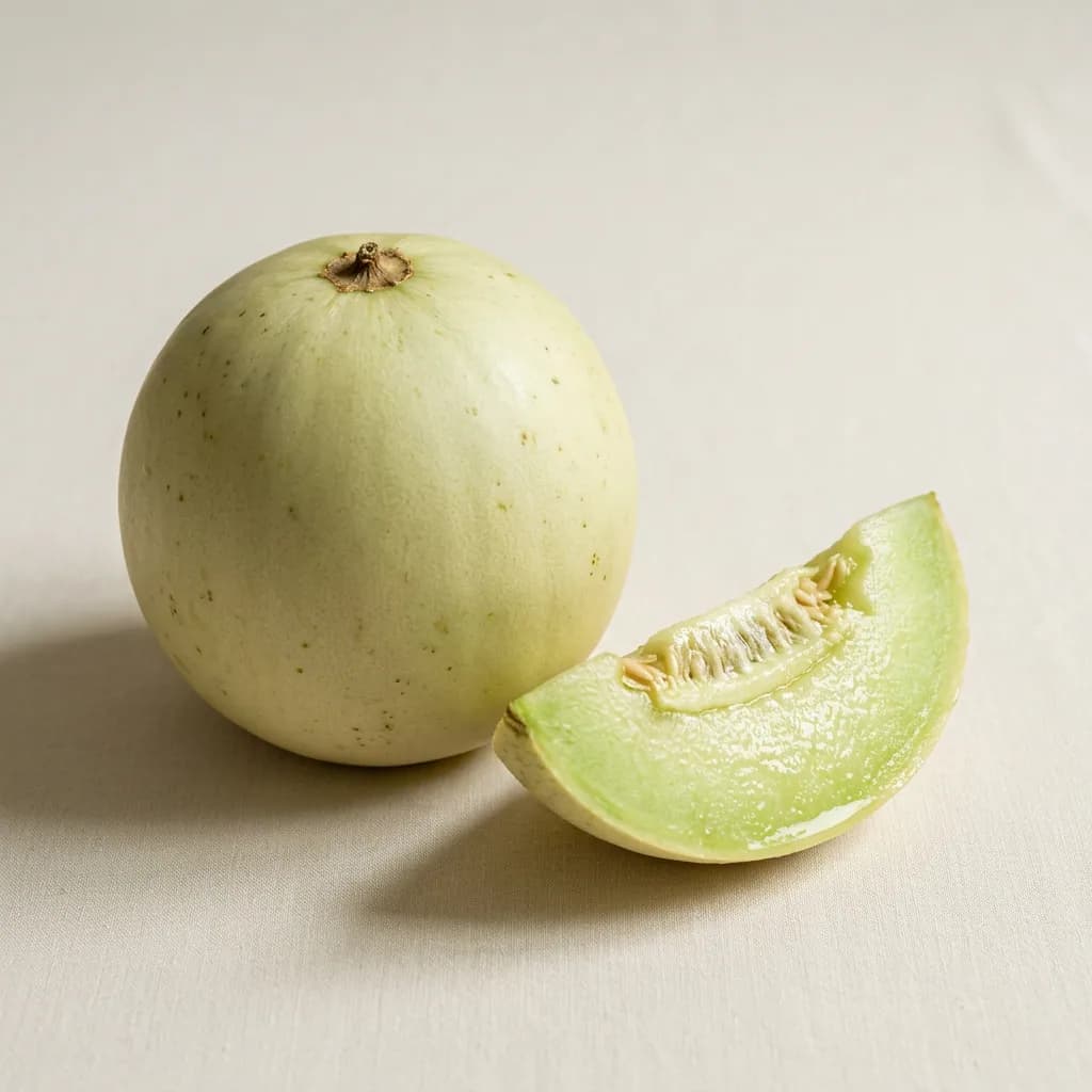 Illustrative studio photograph of honeydew melon