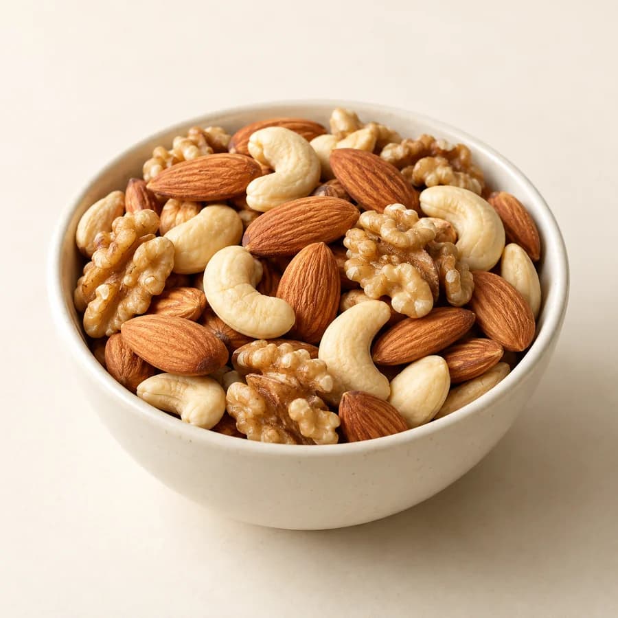 AI illustrative studio photograph of nuts