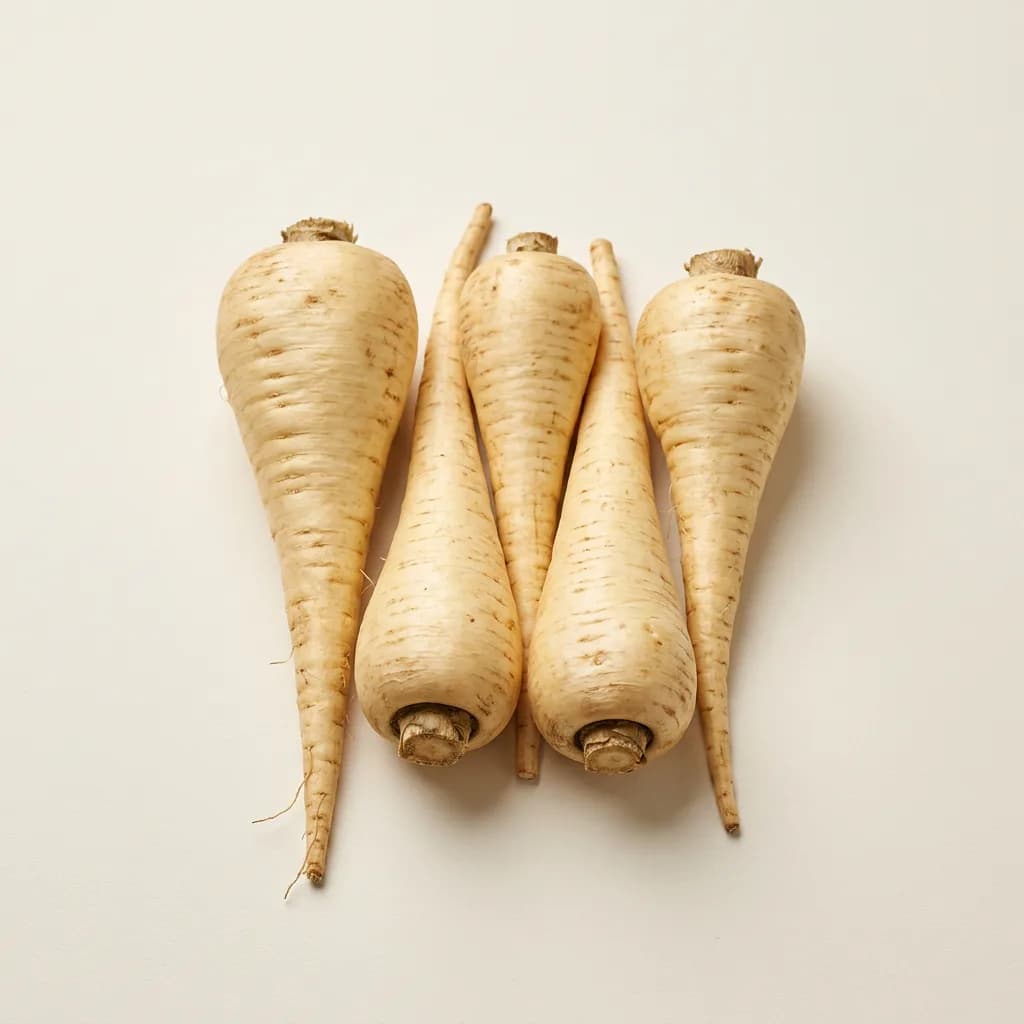 Parsnips, illustrative AI-generated product photograph