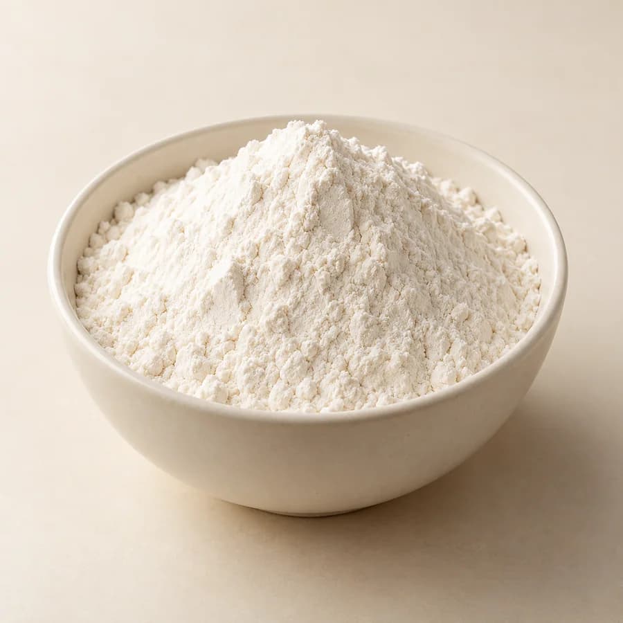AI illustrative studio photograph of plain flour