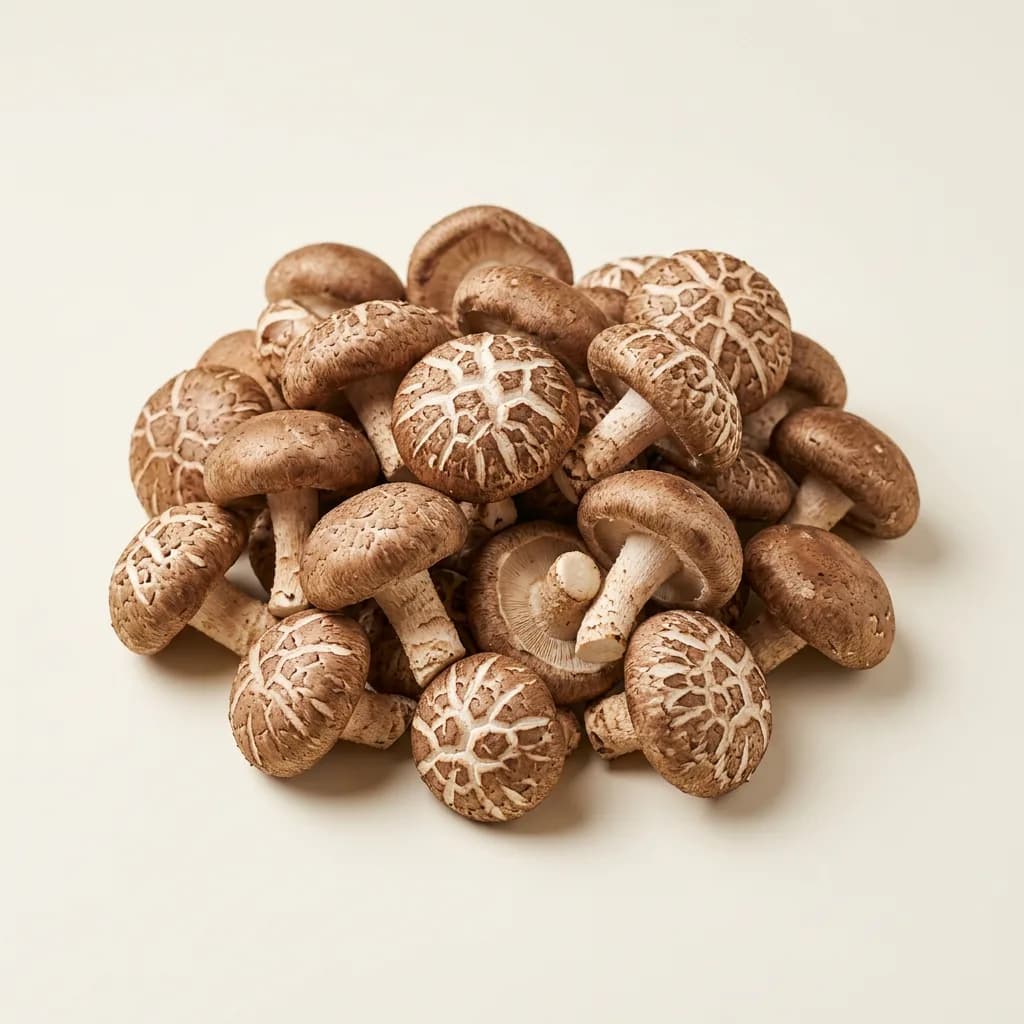 Shiitake mushrooms, illustrative AI-generated product photograph