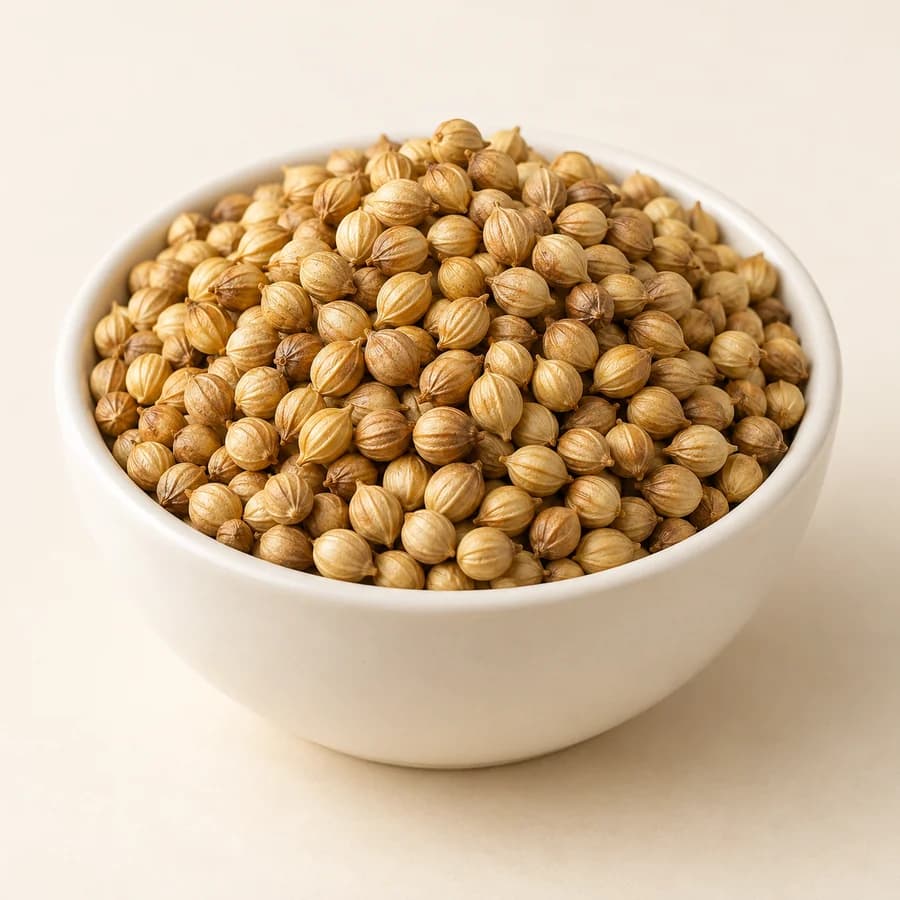 AI illustrative studio photograph of coriander seeds
