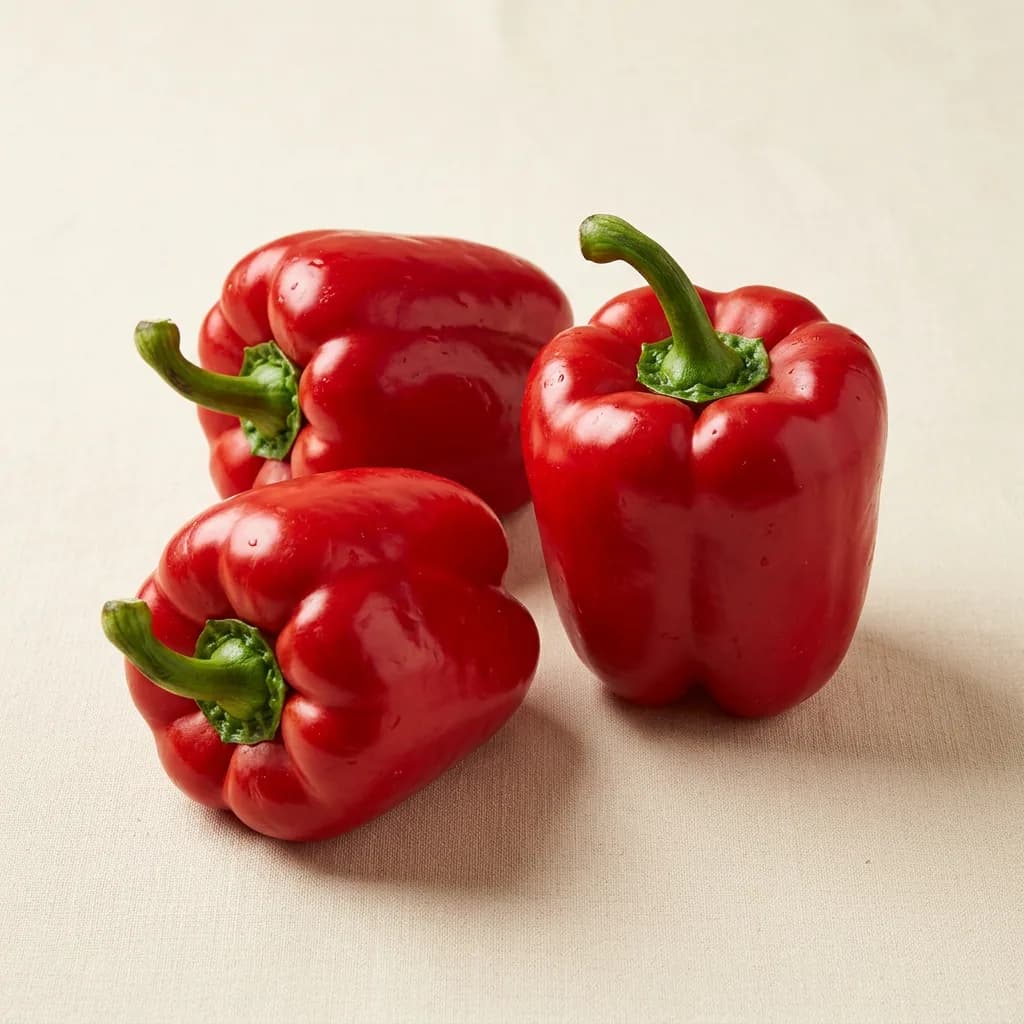 Illustrative studio photograph of red capsicum