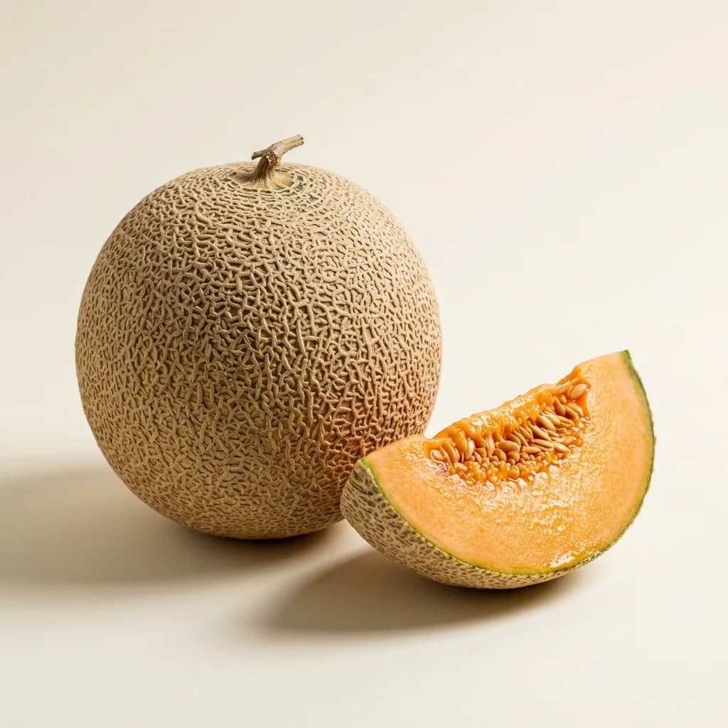 Illustrative studio photograph of rockmelon