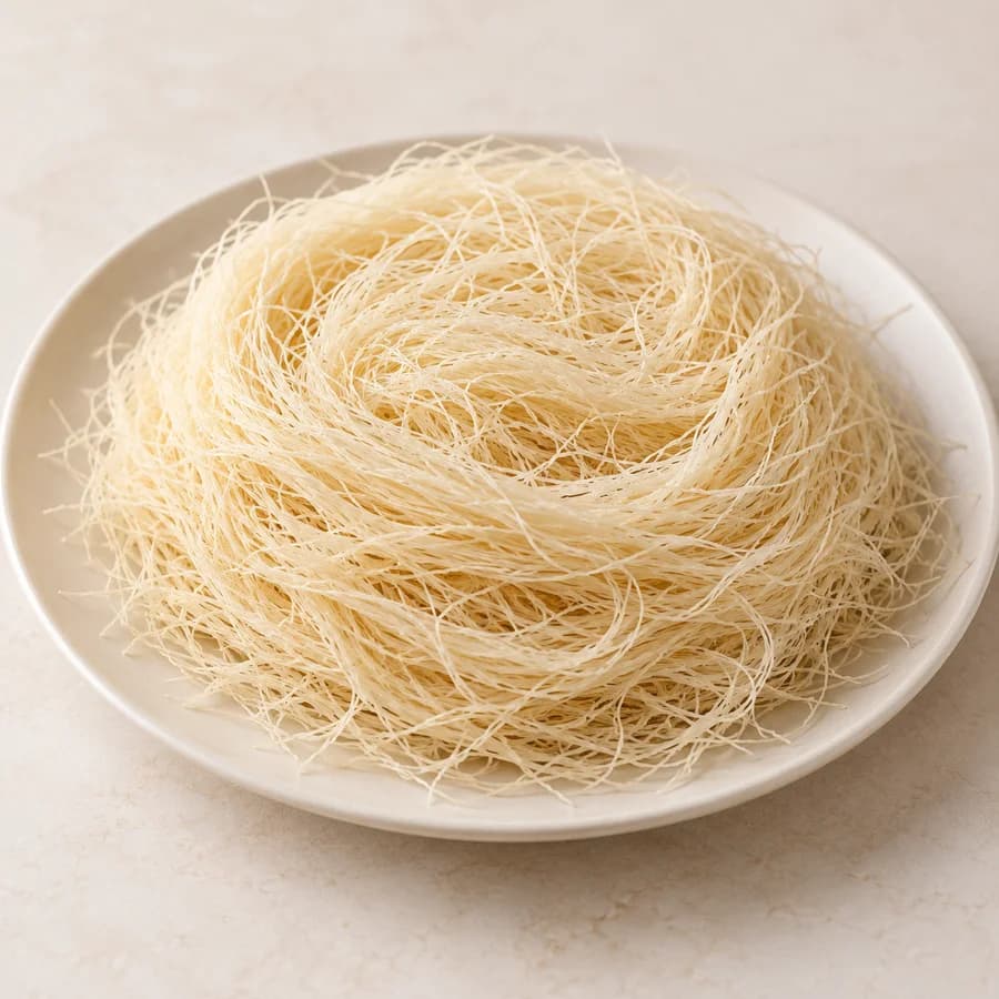 AI illustrative studio photograph of knafeh dough