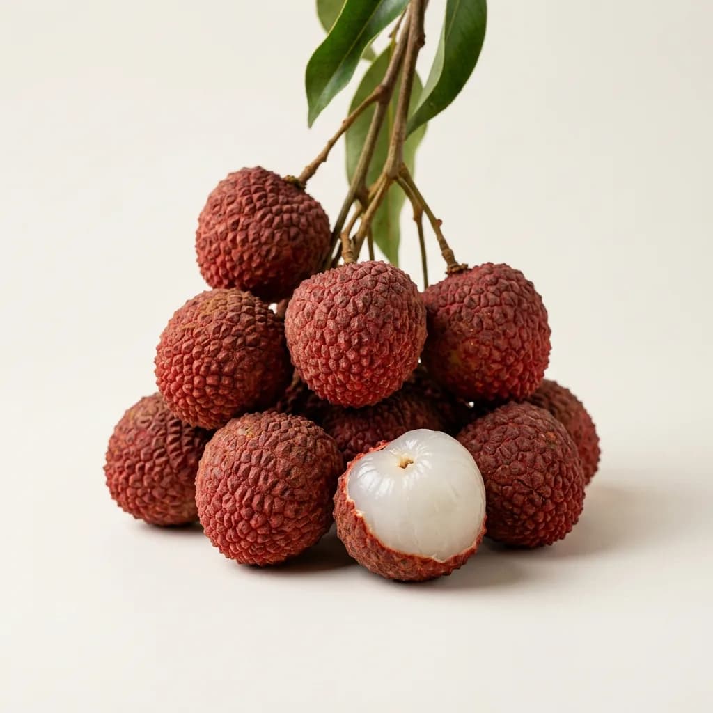 Lychee, illustrative AI-generated product photograph