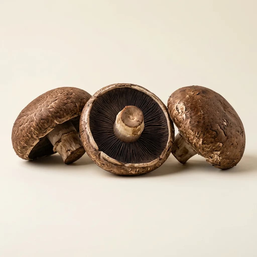 Portobello mushrooms, illustrative AI-generated product photograph