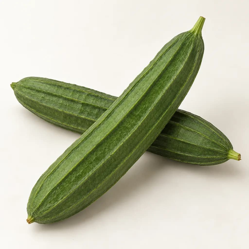 Ridge gourd, illustrative AI-generated product photograph